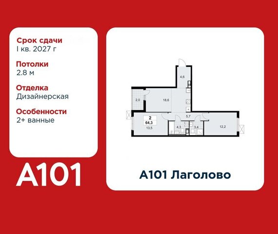 ЖК «А101 Лаголово» 3/2 метро Проспект Ветеранов деревня Лаголово, 1. фото