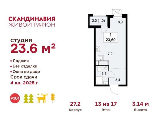 метро Коммунарка ТиНАО Потапово, ЖК Скандинавия, к 27. 1 фото