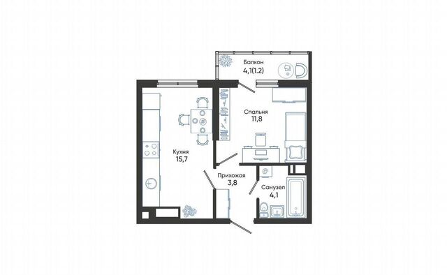 квартира р-н Центральный ул Куникова 1 блок-секции 1-5 фото