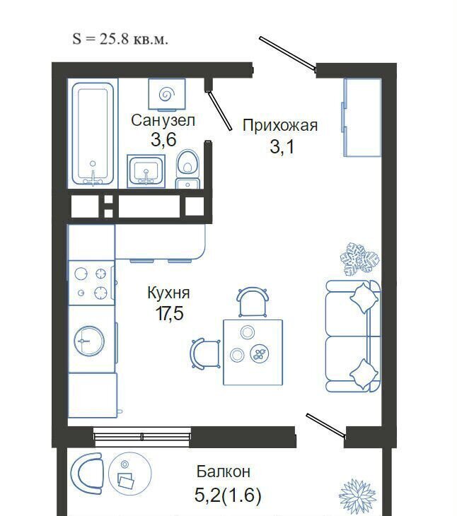 квартира г Новороссийск р-н Центральный ул Куникова 1 блок-секции 1-5 фото 2
