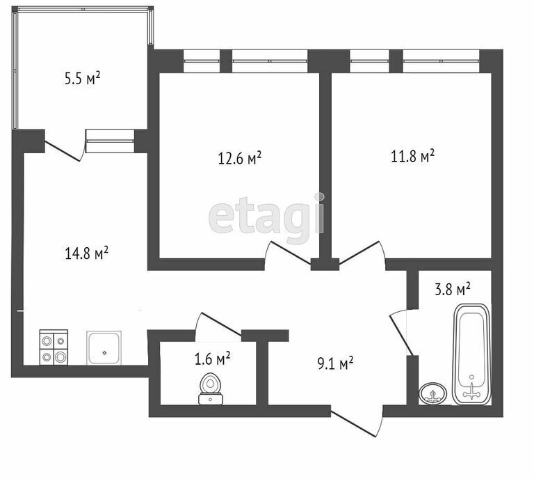 квартира г Новороссийск ул Григорьева 12к/1 фото 1