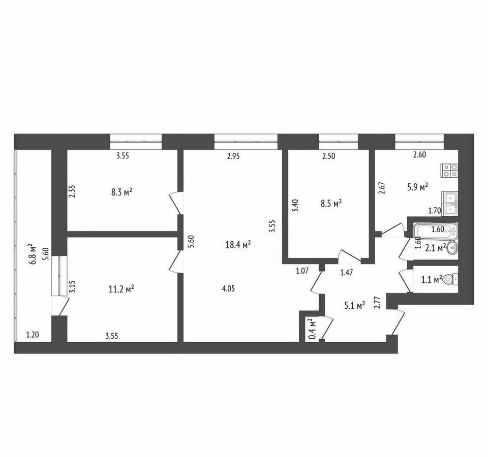 квартира г Стерлитамак Курчатовский ул Коммунистическая 55 фото 18