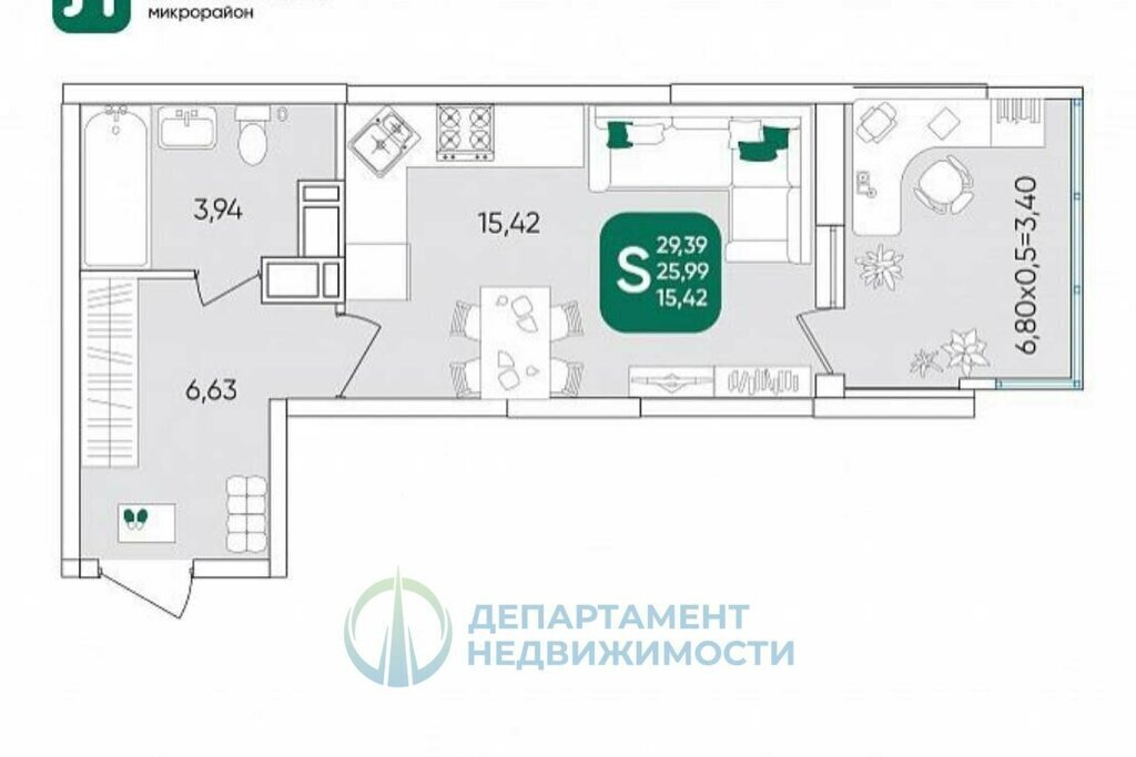 квартира г Краснодар мкр Любимово 16 фото 1