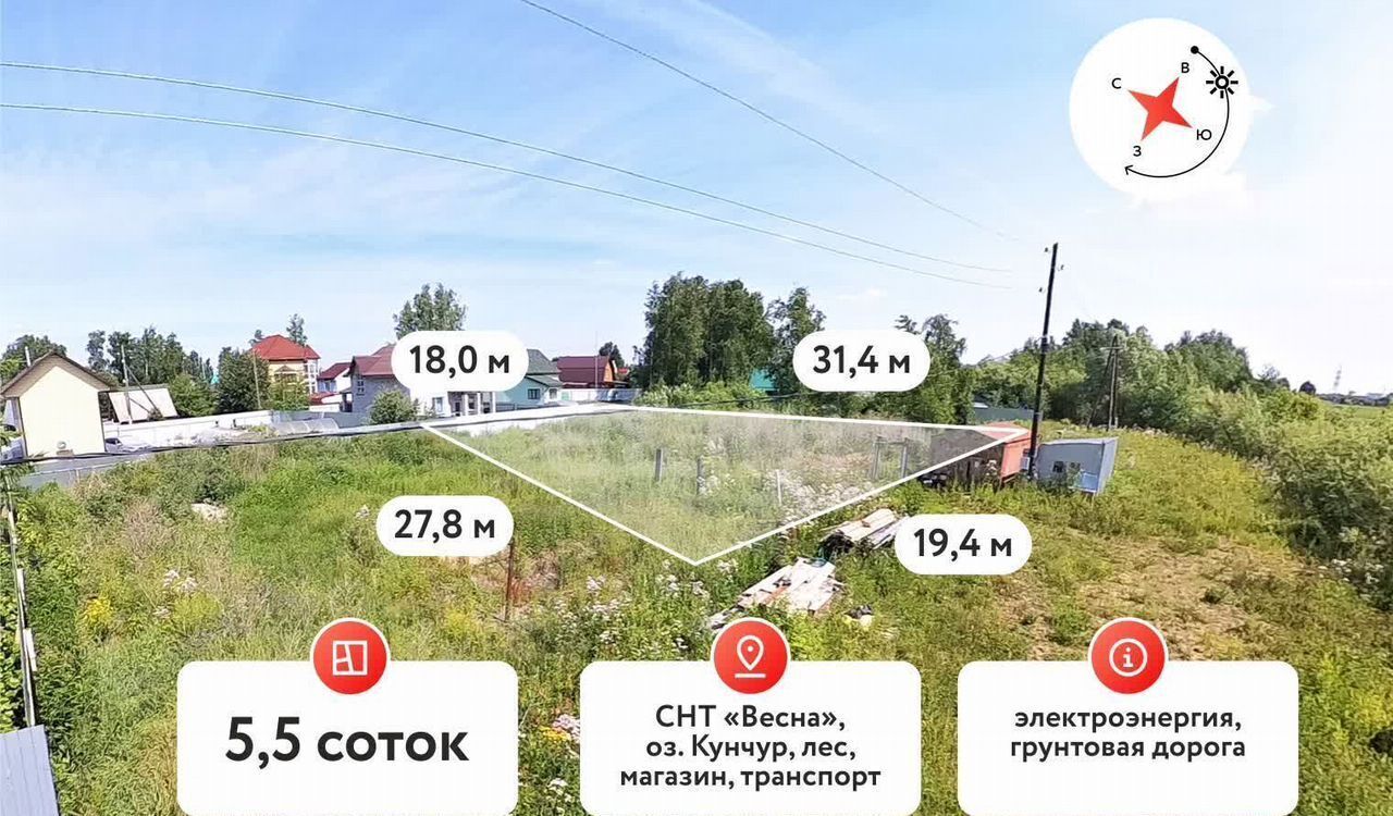 земля г Тюмень р-н Калининский садоводческое некоммерческое товарищество собственников недвижимости Весна фото 2