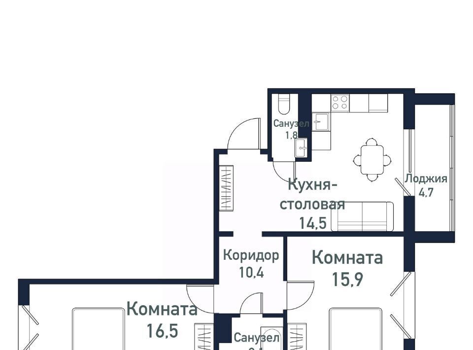квартира г Челябинск Западный ЖК «Притяжение» 5-й кв-л фото 1