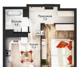 квартира г Курск р-н Центральный ул Павлуновского 1 фото 5