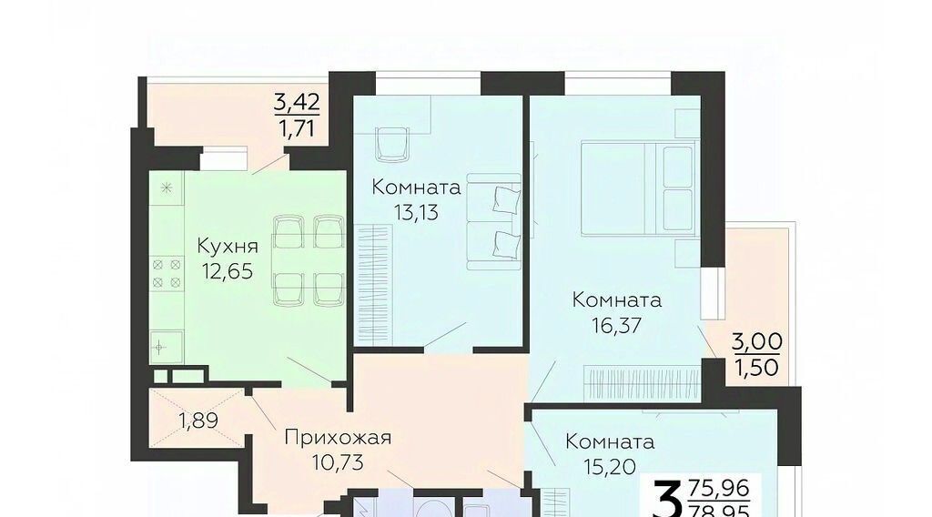 квартира г Воронеж р-н Коминтерновский ул 45 стрелковой дивизии 119 фото 1