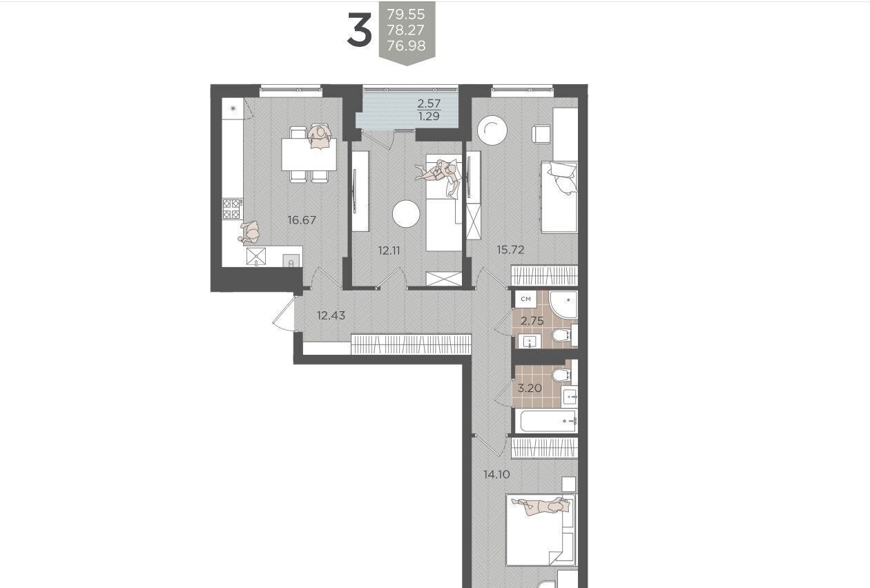 квартира г Калининград р-н Московский ул Батальная з/у 65Б фото 2