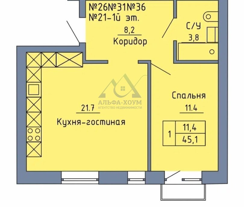 квартира г Оренбург Красный Городок пер Станочный 19 фото 1