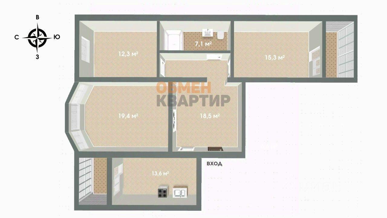 квартира г Екатеринбург р-н Чкаловский улица Академика Шварца, 4 фото 20