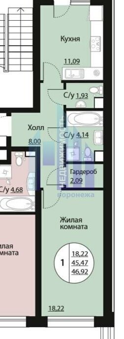 квартира г Воронеж р-н Центральный пр-кт Московский ЖК «Бунин» фото 15