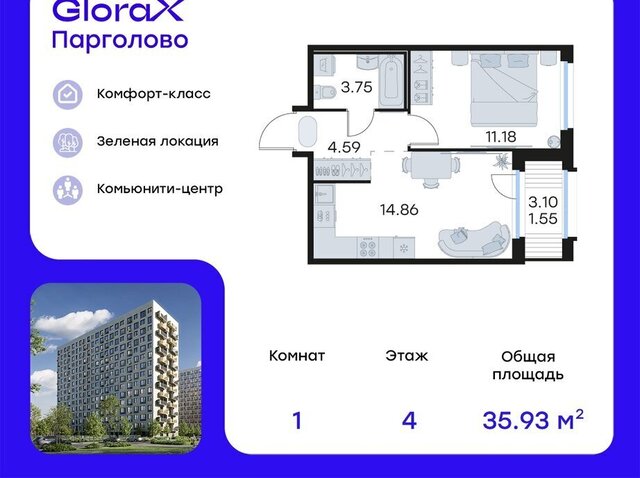 метро Проспект Просвещения ЖК Глоракс Парголово фото