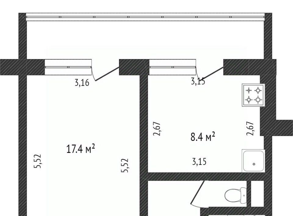 квартира г Белгород Западный ул Есенина 46а фото 2