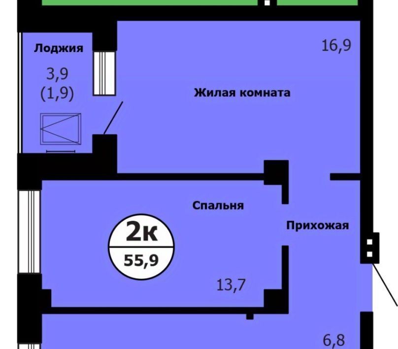 квартира г Красноярск р-н Октябрьский Сад № 2 Локомотивного Депо СНТ, 58 фото 1