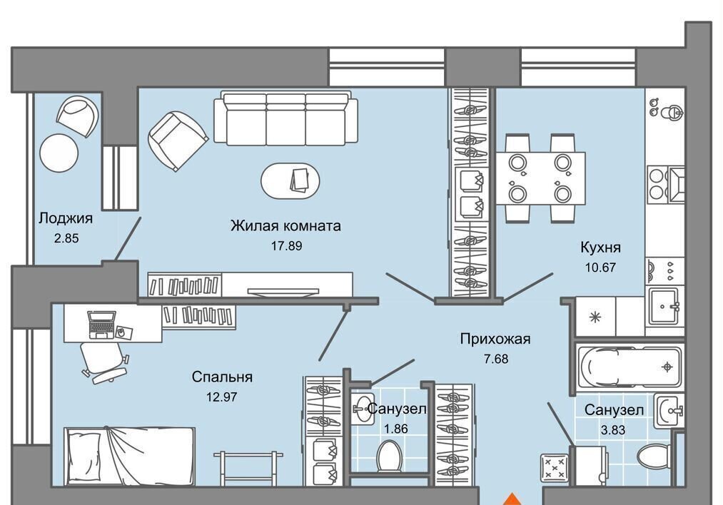 квартира г Пермь р-н Дзержинский ул Дзержинского 31а ЖК Камаполис фото 1