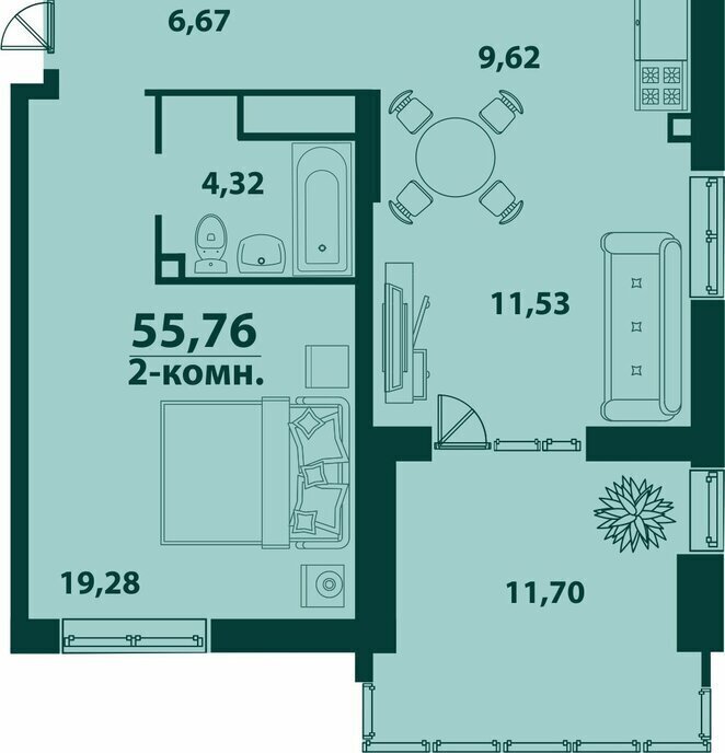 квартира г Ульяновск 19-й микрорайон ЖК «‎Аквамарин 2» 4 фото 1