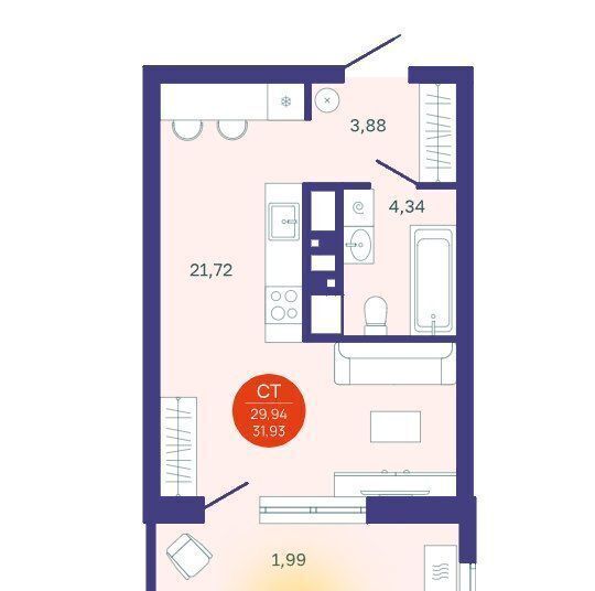 квартира г Тюмень р-н Ленинский ул Одесская 1г корп.1 д. 7 фото 6
