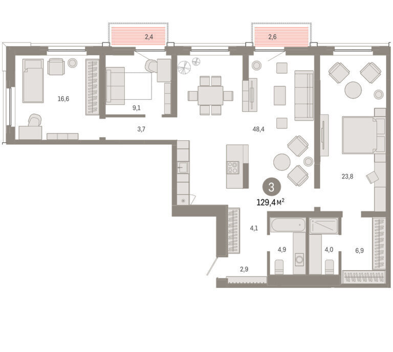 квартира г Тюмень ул Мысовская 26к/2 фото 2