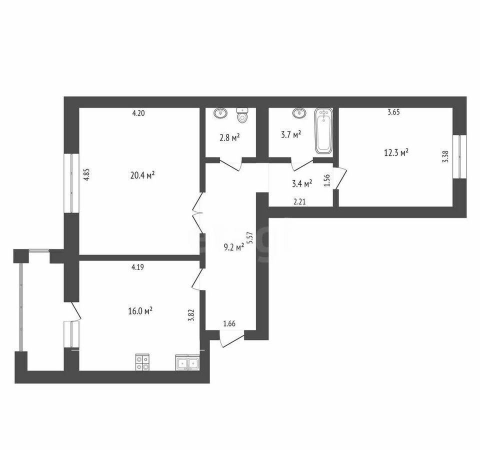 квартира г Тюмень р-н Калининский ул Московский тракт 143к/5 фото 24
