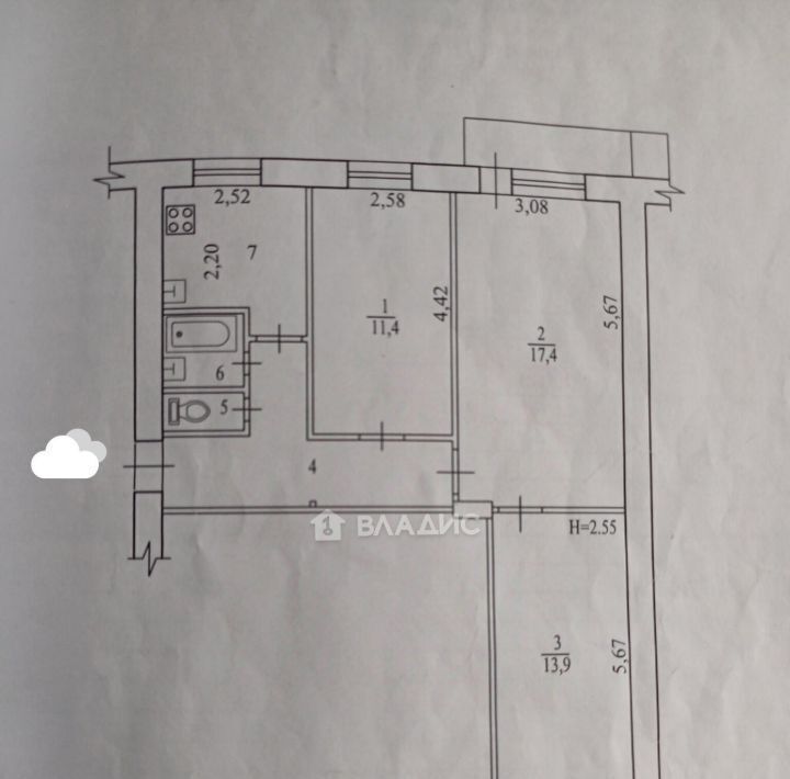 квартира г Волгоград р-н Тракторозаводский ул им. Мясникова 4 фото 2