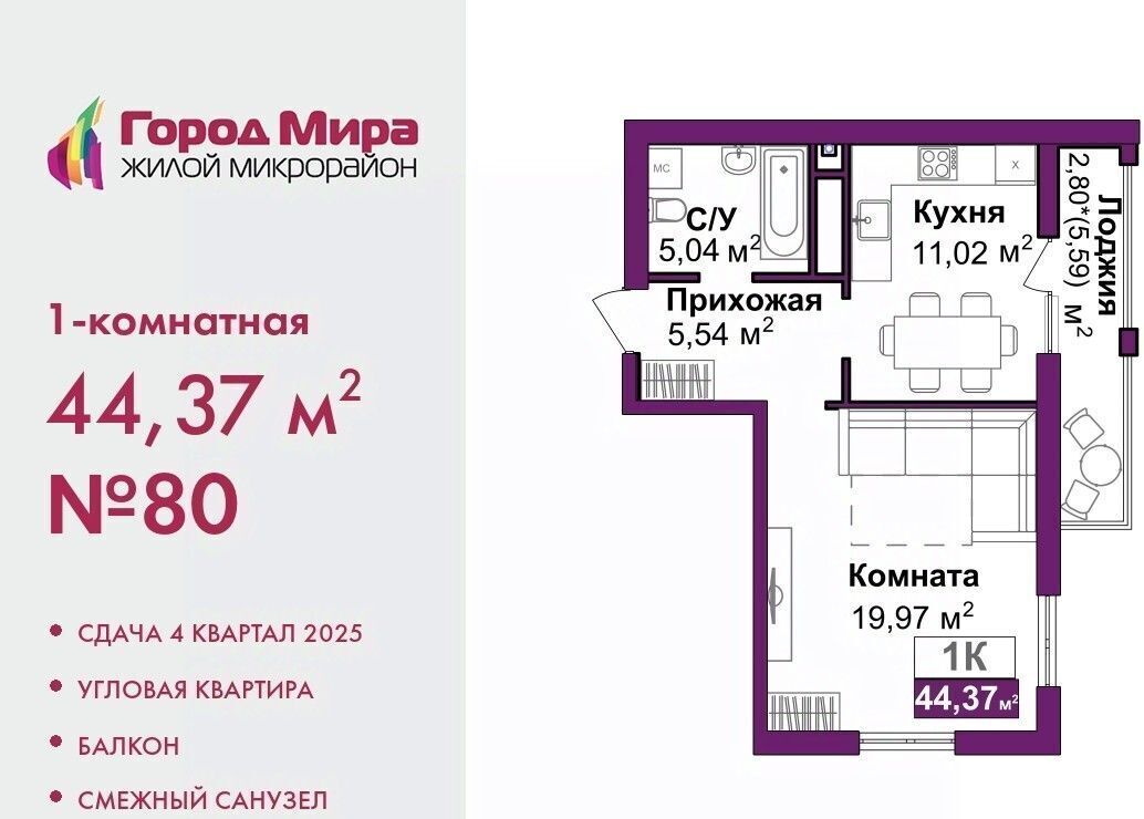 квартира г Симферополь р-н Центральный Город Мира жилой комплекс фото 1