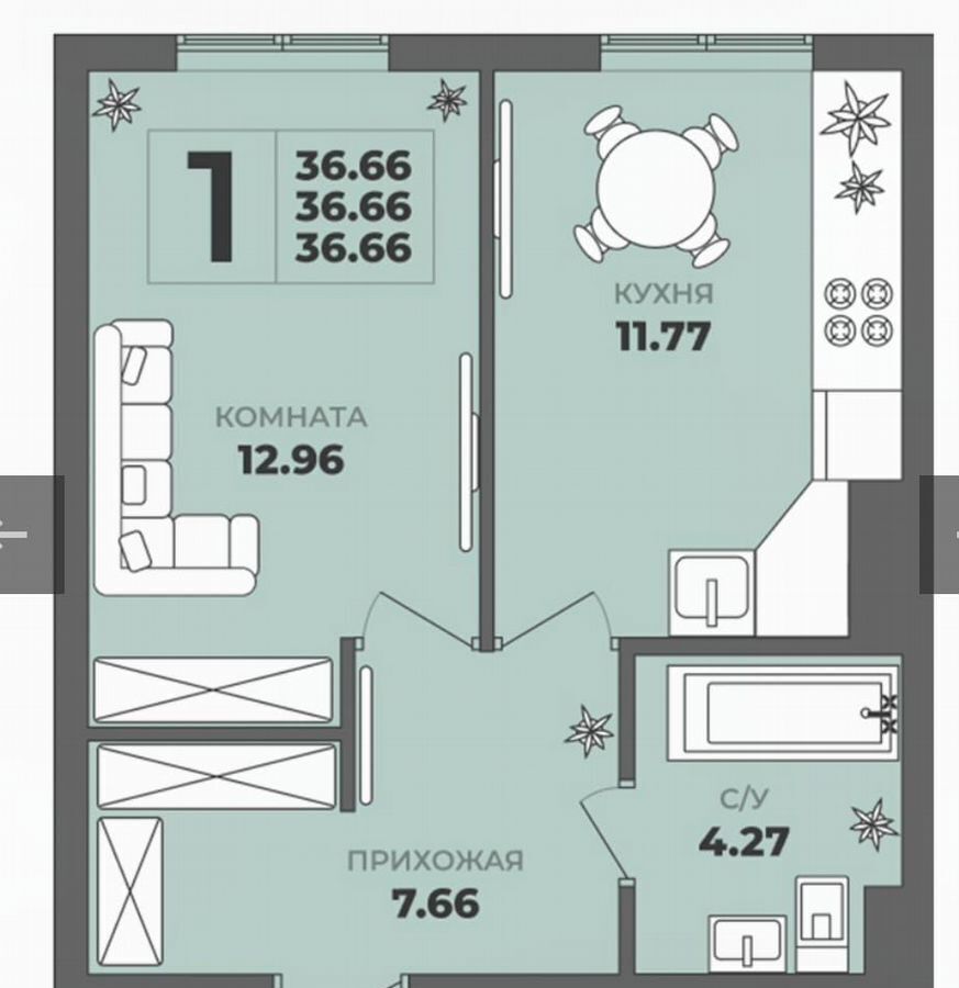 квартира г Калининград р-н Московский ул. Толстикова, д. 36, корп. 2 фото 2