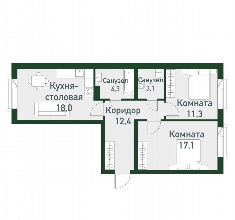 квартира г Челябинск Западный мкр-н Привилегия, ул. Надежды, 1 фото 1