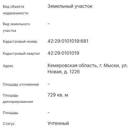 земля г Мыски ул Новая 122б фото 2