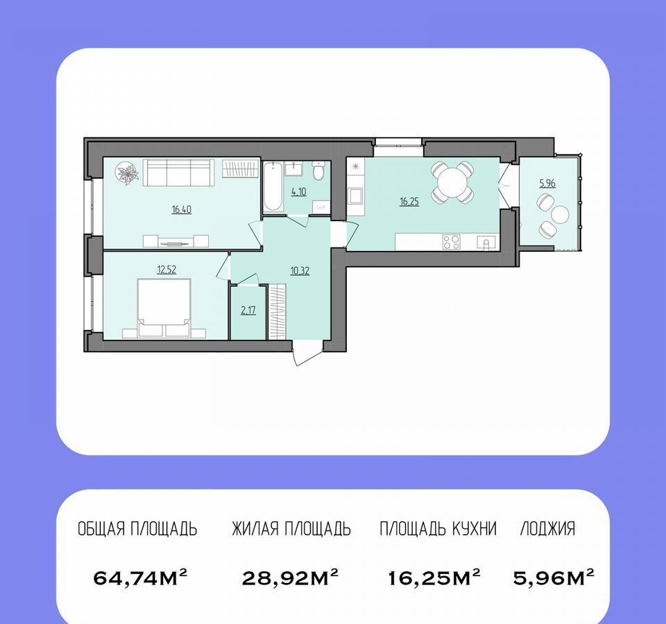 квартира г Рыбинск р-н Южный ул Февральская 12 фото 17