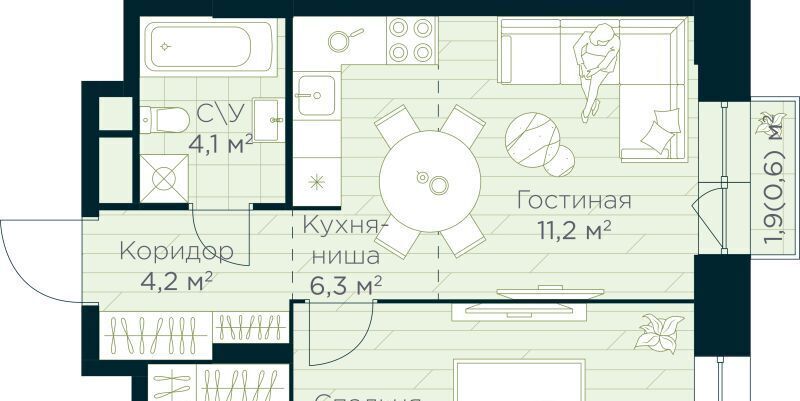 квартира г Уфа р-н Октябрьский Глумилино жилрайон, Урман Сити жилой комплекс фото 1