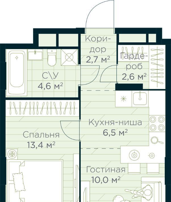 квартира г Уфа р-н Октябрьский Глумилино жилрайон, Урман Сити жилой комплекс фото 1