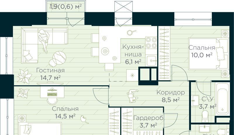 квартира г Уфа р-н Октябрьский Глумилино жилрайон, Урман Сити жилой комплекс фото 1