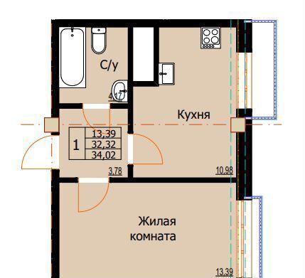 квартира г Ессентуки ул Галерейная ЖК «Резиденция на Курорте» поз. 2 фото 18