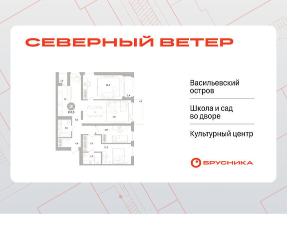 квартира метро Приморская р-н Василеостровский ЖК Северный Ветер фото