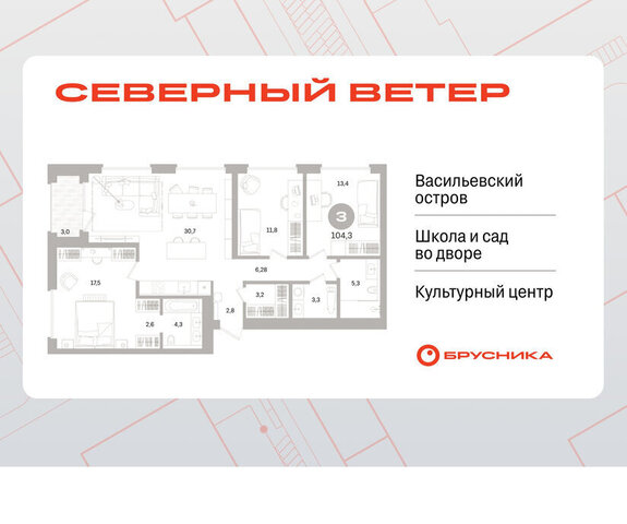квартира метро Приморская р-н Василеостровский ЖК Северный Ветер фото