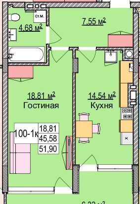 квартира р-н Зеленоградский г Зеленоградск ул Гагарина 87 ЖК «Атлантис» фото 2