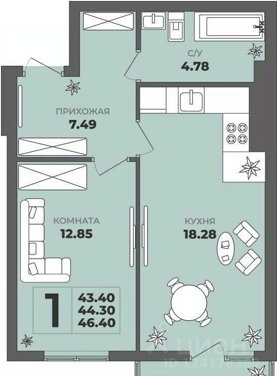 квартира г Калининград р-н Московский ул. Толстикова, д. 36, корп. 2 фото 2