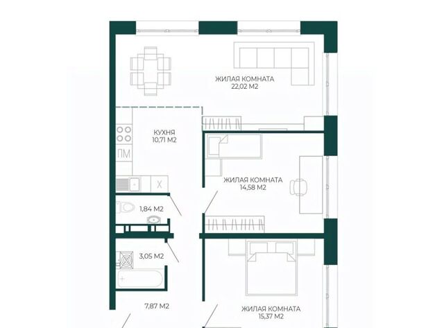 квартира р-н Железнодорожный ул Чаадаева 60б/2 фото