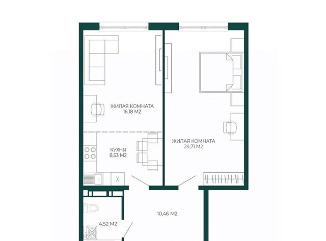 квартира р-н Железнодорожный ул Чаадаева 60б/2 фото