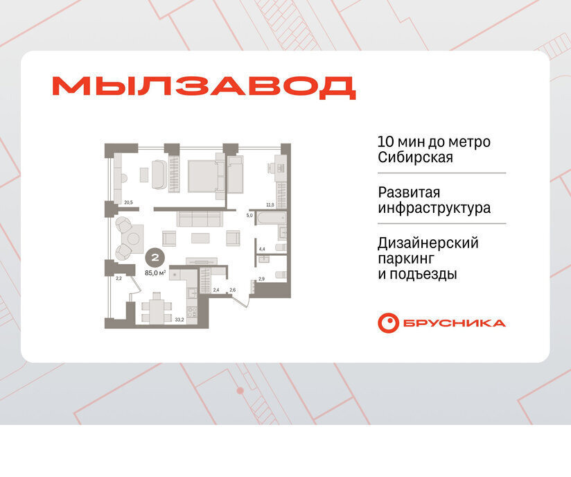 квартира г Новосибирск Гагаринская ЖК Мылзавод фото 1