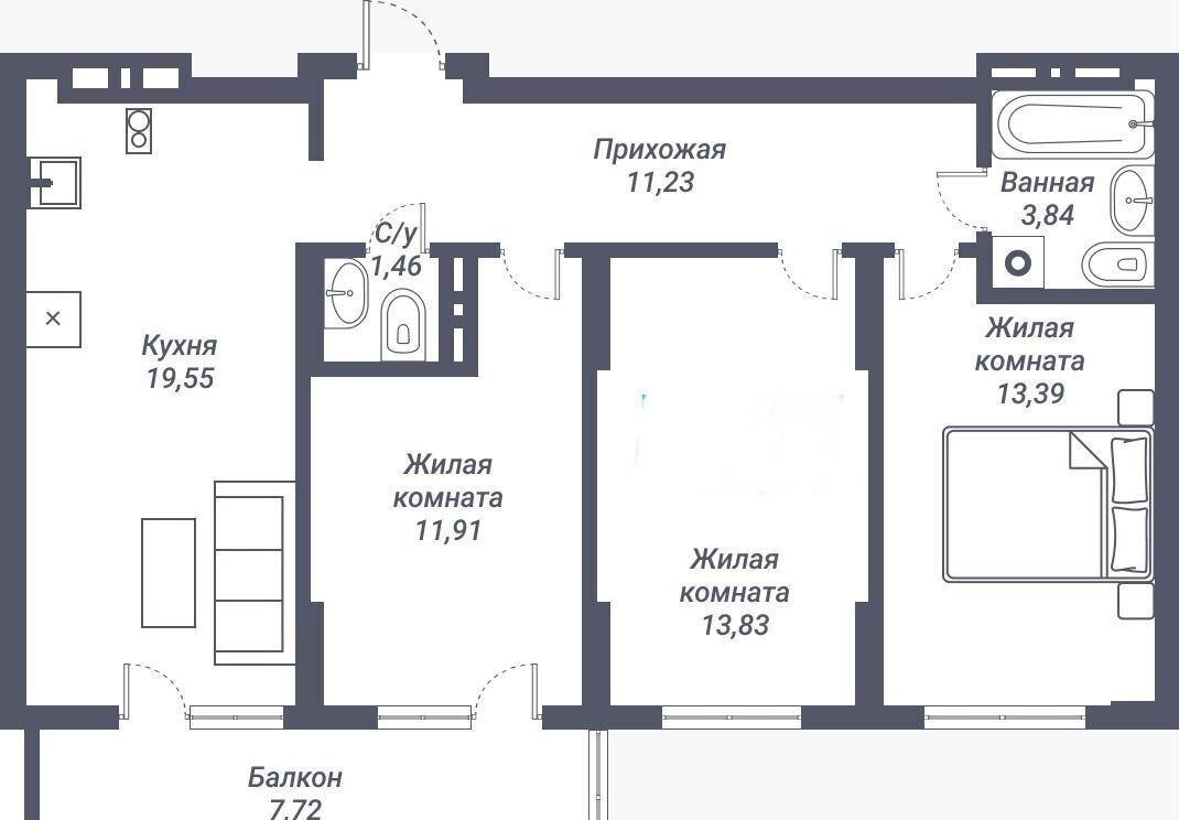 квартира г Новосибирск р-н Дзержинский Берёзовая роща ул Королева 19 фото 1