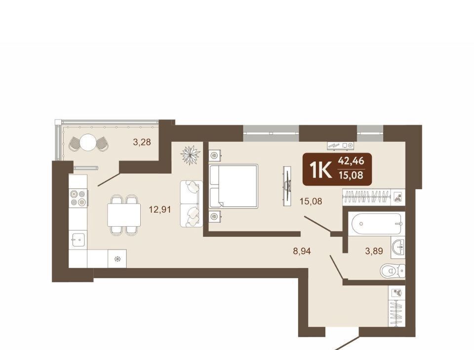 квартира г Кемерово р-н Ленинский 58В мкр, 1 фото 1