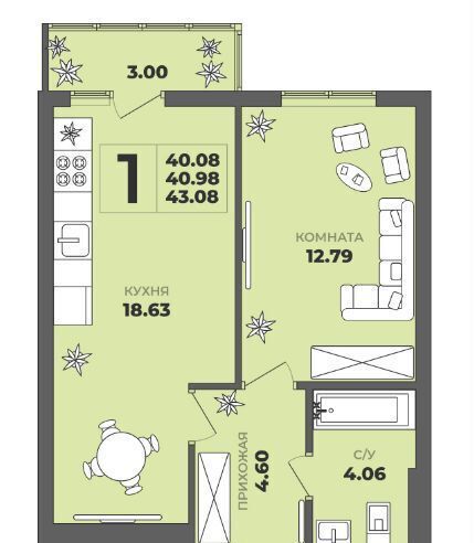 квартира г Калининград р-н Московский ул. Толстикова, д. 36, корп. 2 фото 2
