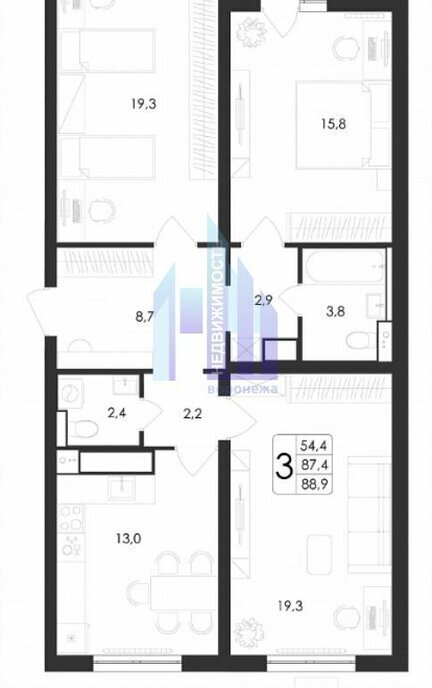 квартира г Воронеж ул Шишкова 140б/24 фото 1