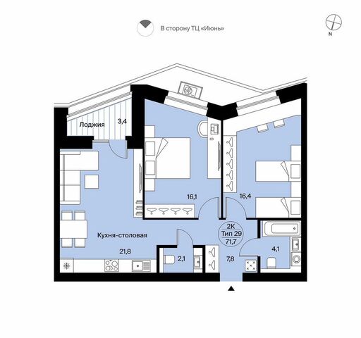 квартира пр-кт Октябрьский 6 блок-секция 5, д. 137 фото
