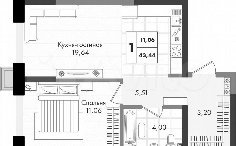 квартира г Краснодар р-н Прикубанский ул им. генерала Брусилова 1/1 ЖК Зеленая Территория 5 лит фото 5