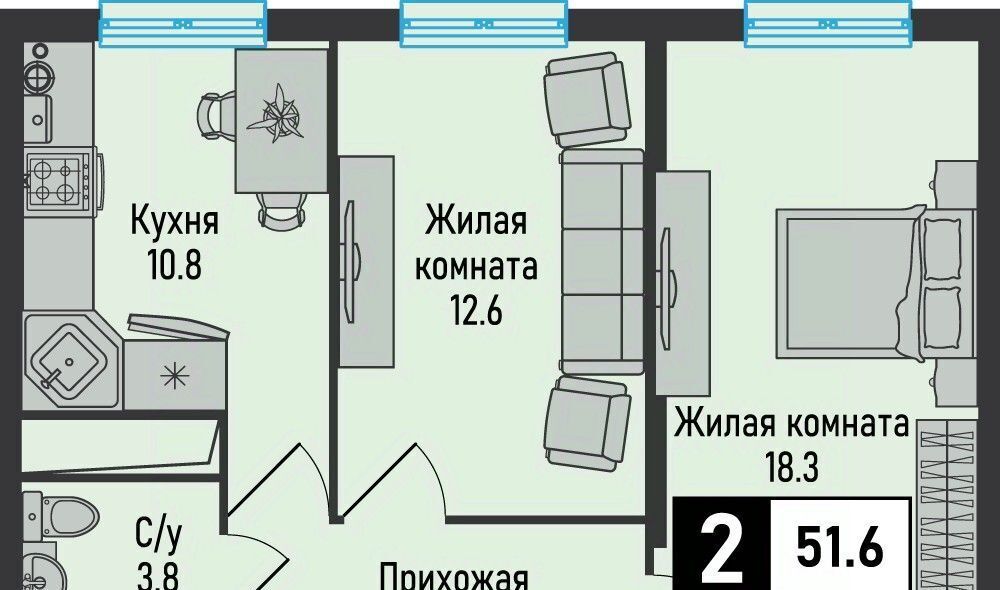 квартира г Железноводск п Иноземцево ул. Рядового Панченко, 18А фото 1