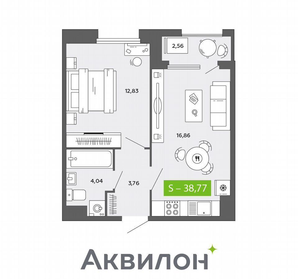 квартира г Архангельск р-н Ломоносовский округ ЖК «Аквилон CITY Towers» ул. Поморская/Обводный канал, стр. 1 фото 1