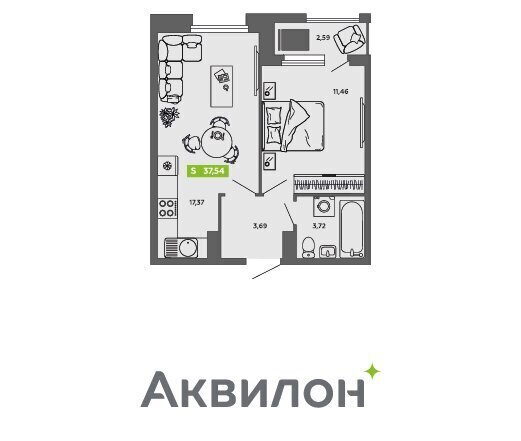 квартира г Архангельск р-н Ломоносовский округ ЖК «Аквилон CITY Towers» фото 1
