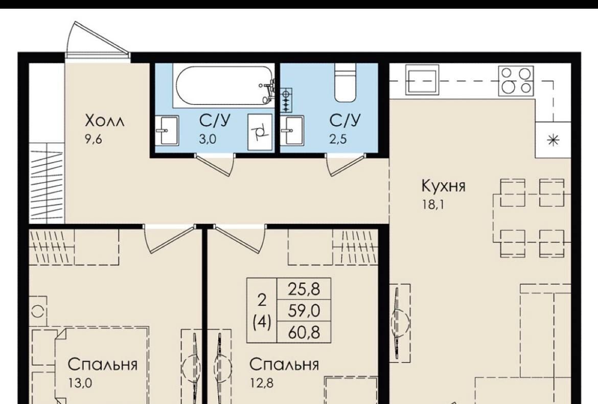 квартира р-н Гатчинский г Гатчина ул Авиатриссы Зверевой 14 фото 14